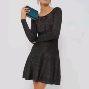 Tuckernuck Hyacinth House Black Metallic Selena Knit Mini Dress NWT Size X-Large